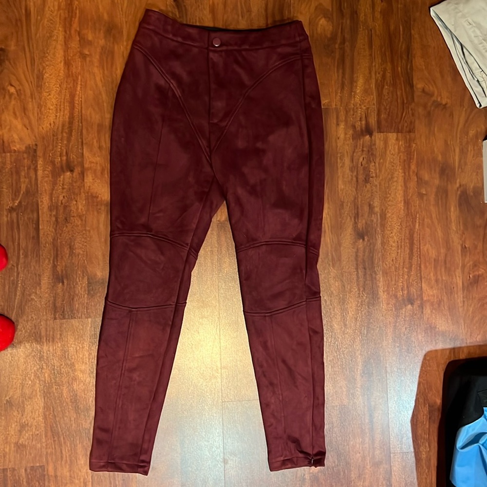 size large maroon velour Forever 21 straight leg pants